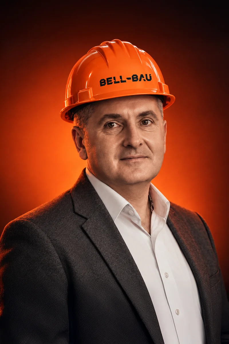 Gyuriczky Zsolt narancssárga Bell-Bau védősisakban